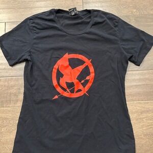 The Hunger Games The Exhibition Mockingjay Graphic T-Shirt Black Red XL